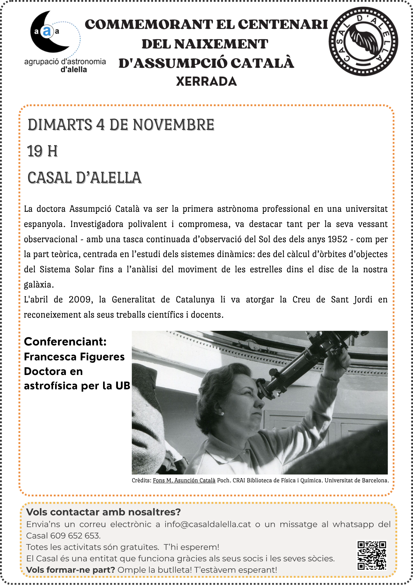Xerrada "Assumpció Català" al Casal d'Alella