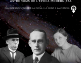 Cartell de la representació teatral “Diàleg sobre la naturalesa de l'Univers, amb la participació d'eminents astrònoms de l'època modernista”