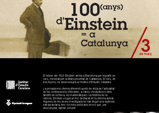 Cartell de la Jornada Commemorativa del Centenari de la visita d'Einstein a Catalunya