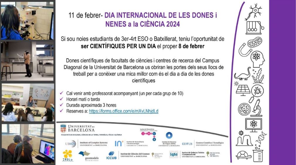 Científiques per un Dia, Facultats de Ciències i Instituts de Recerca del Campus Diagonal UB