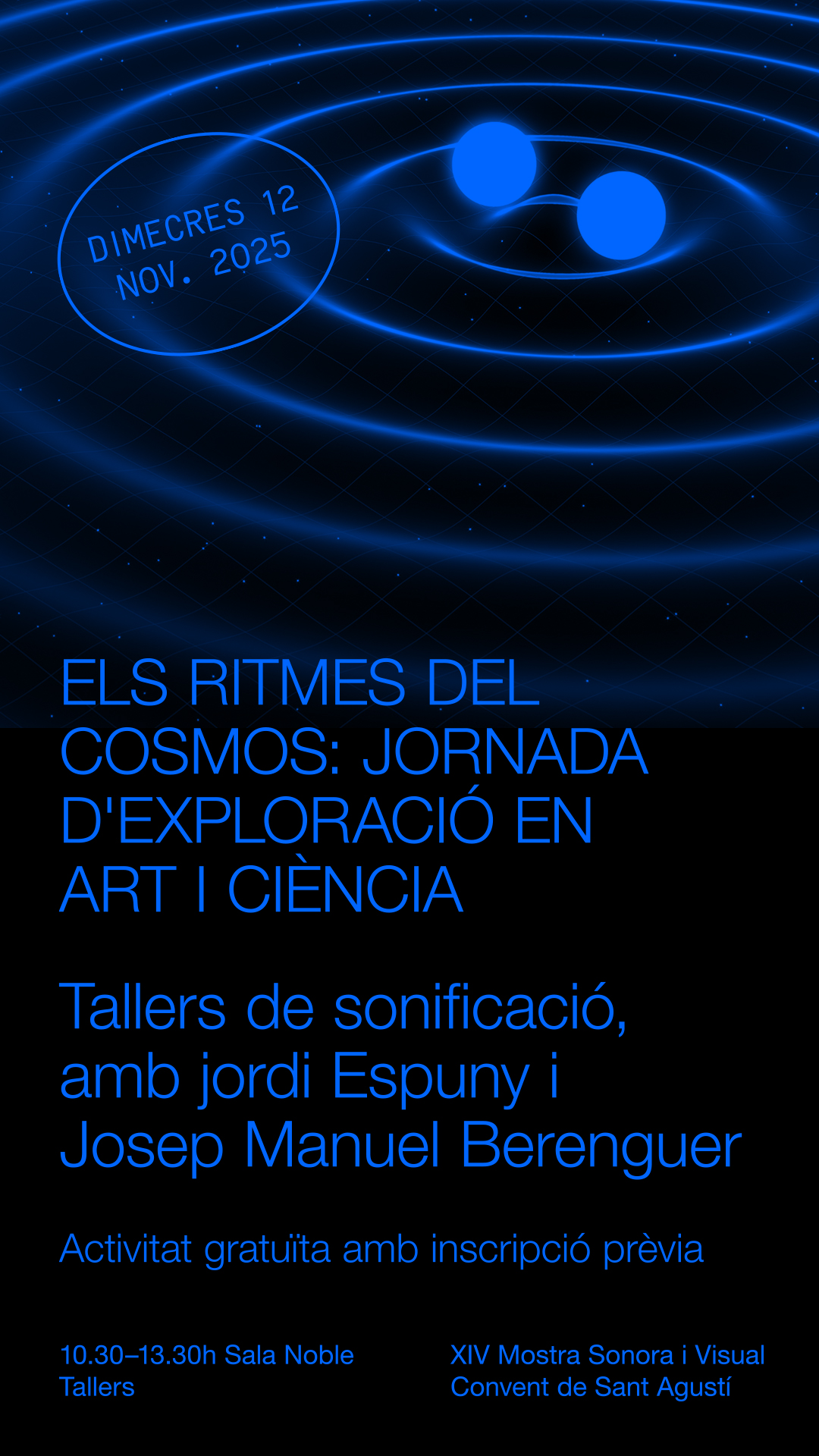 Tallers de sonificació XIV Mostra Sonora i Visual, dimecres 12 de novembre de 10.30h a 13:30h