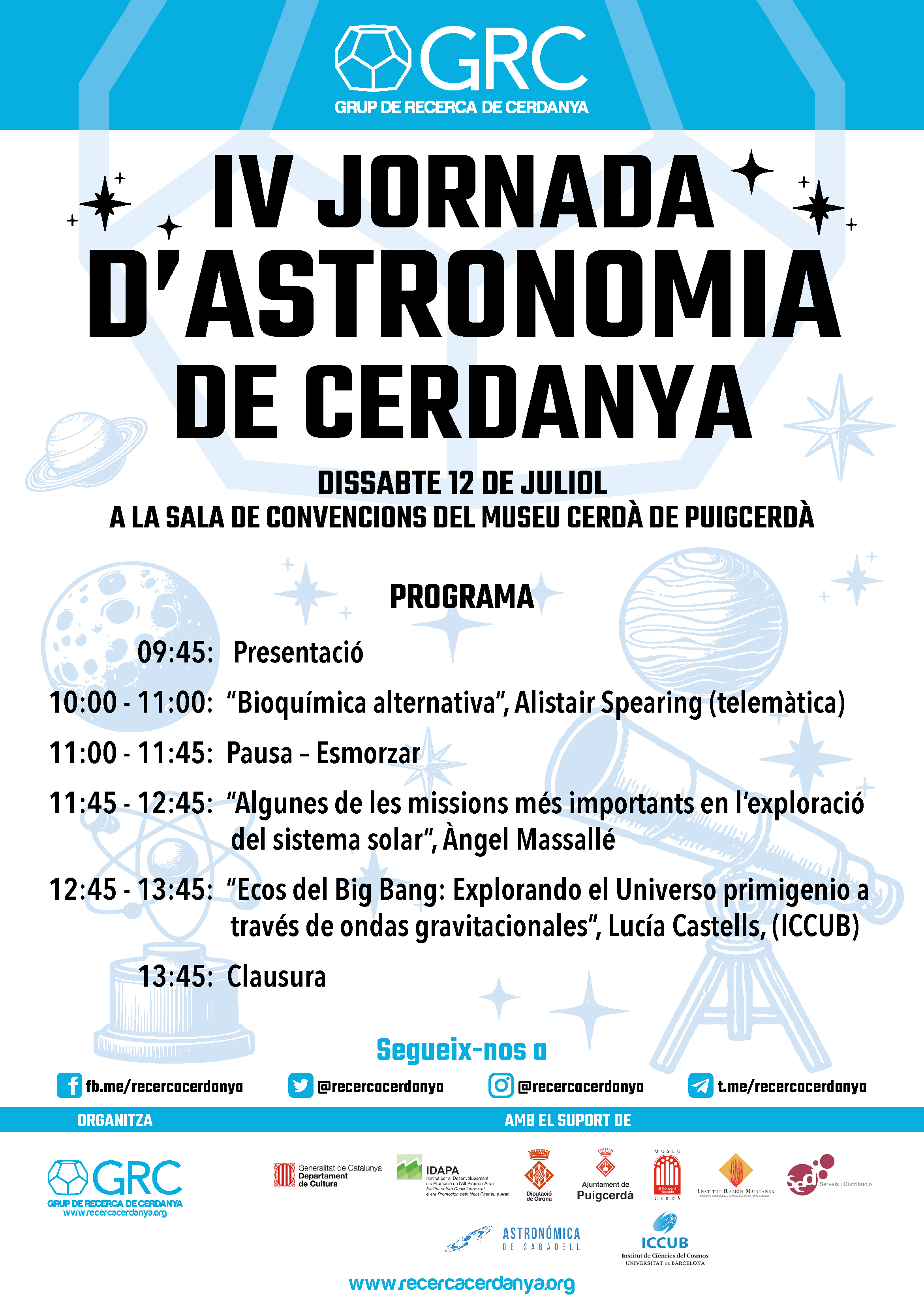 Cartell IV Jornada d'Astronomia de Cerdanya