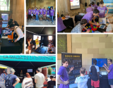 Collage dels investigadors de l'ICCUB participant als diferents tallers de les Festes de la Ciència de la UB i de l'Ajuntament de Barcelona