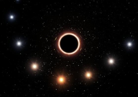 Artist’s impression of the gravitational redshift of S2 when passing the supermassive black hole at the centre of the Milky Way.
