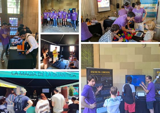 Collage dels investigadors de l'ICCUB participant als diferents tallers de les Festes de la Ciència de la UB i de l'Ajuntament de Barcelona